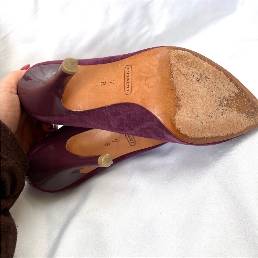Coach Plum Suede Heels Size 7M - Picture 6 of 6